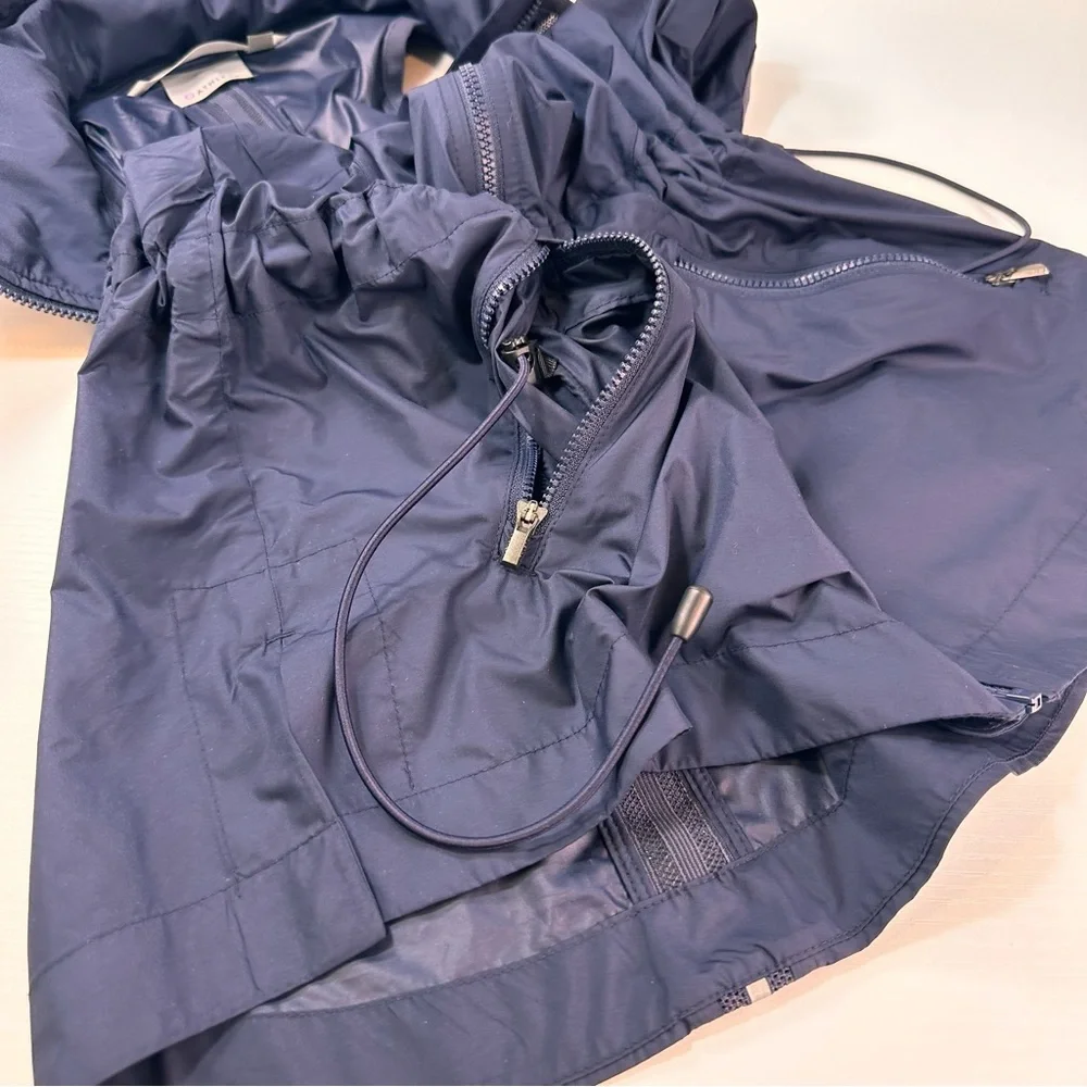 Athleta Performance Running Vest, Reflective Racerback Navy Blue with Hood, S